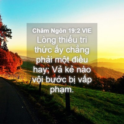 Picture 04 - Châm Ngôn 19:2 VIE - Lòng thiếu tri thức ấy chẳng phải - Bible Verse Picture