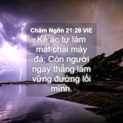 Picture 04 - Châm Ngôn 21:29 VIE - Kẻ ác tự làm mặt chai mày đá; Còn - Bible Verse Picture