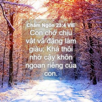 Picture 04 - Châm Ngôn 23:4 VIE - Con chớ chịu vật vã đặng làm giàu; - Bible Verse Picture