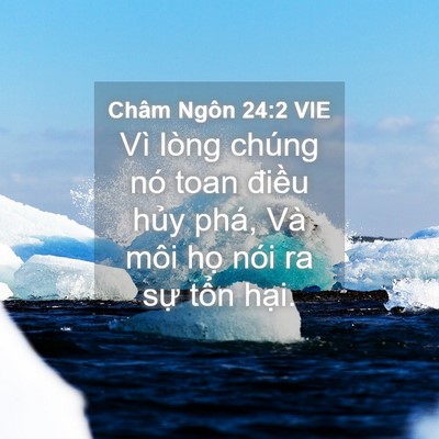 Picture 04 - Châm Ngôn 24:2 VIE - Vì lòng chúng nó toan điều hủy phá, Và - Bible Verse Picture