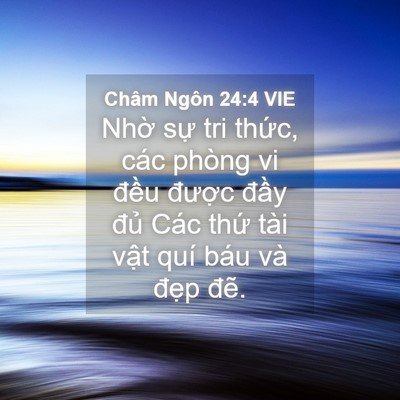 Picture 04 - Châm Ngôn 24:4 VIE - Nhờ sự tri thức, các phòng vi đều - Bible Verse Picture