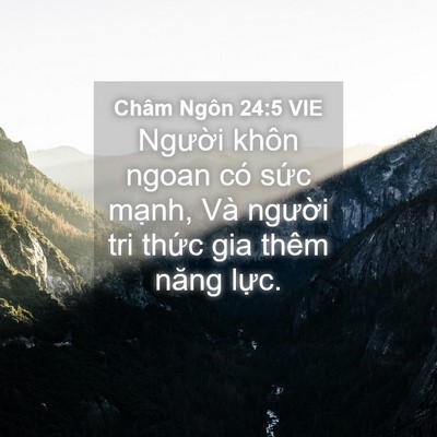 Picture 04 - Châm Ngôn 24:5 VIE - Người khôn ngoan có sức mạnh, Và - Bible Verse Picture