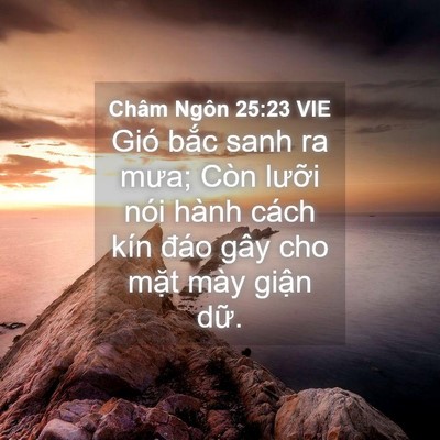 Picture 04 - Châm Ngôn 25:23 VIE - Gió bắc sanh ra mưa; Còn lưỡi nói hành - Bible Verse Picture