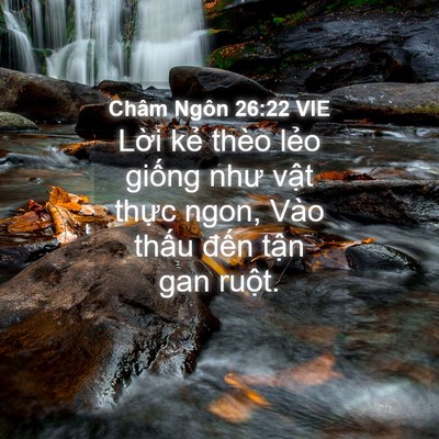 Picture 04 - Châm Ngôn 26:22 VIE - Lời kẻ thèo lẻo giống như vật thực - Bible Verse Picture