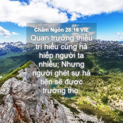 Picture 04 - Châm Ngôn 28:16 VIE - Quan trưởng thiếu trí hiểu cũng hà - Bible Verse Picture