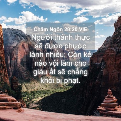 Picture 04 - Châm Ngôn 28:20 VIE - Người thành thực sẽ được phước - Bible Verse Picture