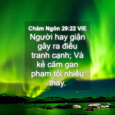 Picture 04 - Châm Ngôn 29:22 VIE - Người hay giận gây ra điều tranh cạnh; - Bible Verse Picture