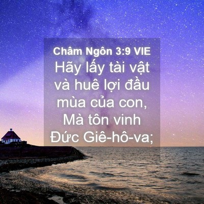 Picture 04 - Châm Ngôn 3:9 VIE - Hãy lấy tài vật và huê lợi đầu mùa - Bible Verse Picture