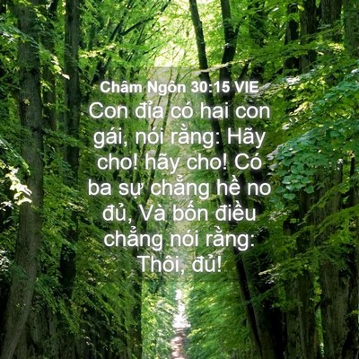 Picture 04 - Châm Ngôn 30:15 VIE - Con đỉa có hai con gái, nói rằng: Hãy - Bible Verse Picture