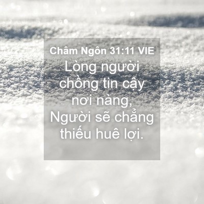Picture 04 - Châm Ngôn 31:11 VIE - Lòng người chồng tin cậy nơi nàng, - Bible Verse Picture