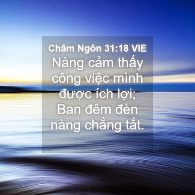 Picture 04 - Châm Ngôn 31:18 VIE - Nàng cảm thấy công việc mình được - Bible Verse Picture