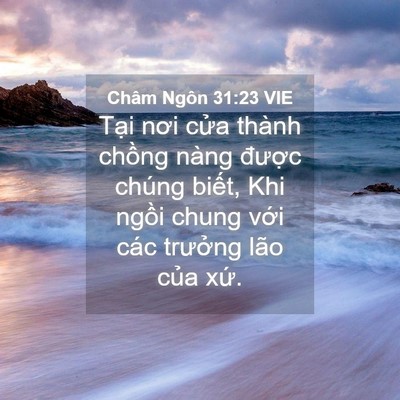Picture 04 - Châm Ngôn 31:23 VIE - Tại nơi cửa thành chồng nàng được - Bible Verse Picture