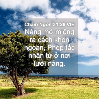 Picture 04 - Châm Ngôn 31:26 VIE - Nàng mở miệng ra cách khôn ngoan, Phép - Bible Verse Picture