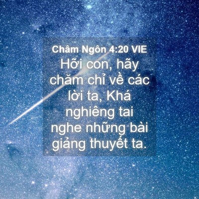 Picture 04 - Châm Ngôn 4:20 VIE - Hỡi con, hãy chăm chỉ về các lời ta, - Bible Verse Picture