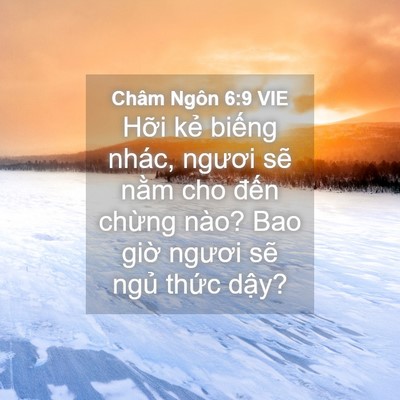 Picture 04 - Châm Ngôn 6:9 VIE - Hỡi kẻ biếng nhác, ngươi sẽ nằm cho - Bible Verse Picture