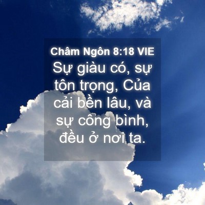 Picture 04 - Châm Ngôn 8:18 VIE - Sự giàu có, sự tôn trọng, Của cải - Bible Verse Picture