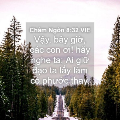 Picture 04 - Châm Ngôn 8:32 VIE - Vậy, bây giờ, các con ơi! hãy nghe ta; Ai - Bible Verse Picture