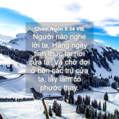 Picture 04 - Châm Ngôn 8:34 VIE - Người nào nghe lời ta, Hằng ngày tỉnh - Bible Verse Picture