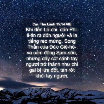 Picture 04 - Các Thủ Lãnh 15:14 VIE - Khi đến Lê-chi, dân Phi-li-tin ra đón - Bible Verse Picture