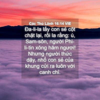 Picture 04 - Các Thủ Lãnh 16:14 VIE - Đa-li-la lấy con sẻ cột chặt lại, - Bible Verse Picture