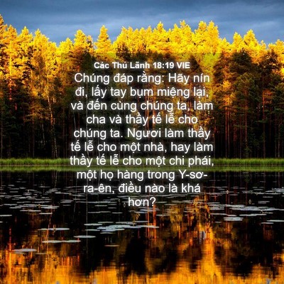 Picture 04 - Các Thủ Lãnh 18:19 VIE - Chúng đáp rằng: Hãy nín đi, lấy tay - Bible Verse Picture