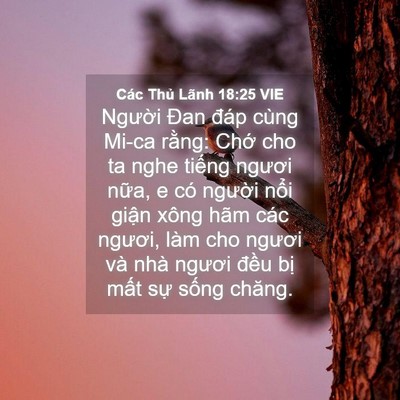 Picture 04 - Các Thủ Lãnh 18:25 VIE - Người Đan đáp cùng Mi-ca rằng: Chớ cho - Bible Verse Picture