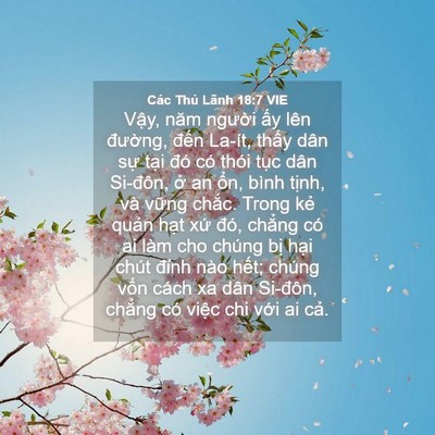 Picture 04 - Các Thủ Lãnh 18:7 VIE - Vậy, năm người ấy lên đường, đến - Bible Verse Picture