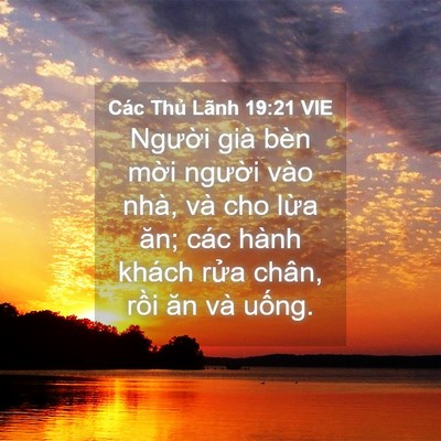 Picture 04 - Các Thủ Lãnh 19:21 VIE - Người già bèn mời người vào nhà, và - Bible Verse Picture