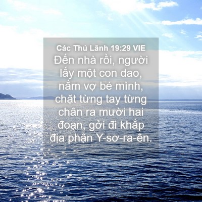 Picture 04 - Các Thủ Lãnh 19:29 VIE - Đến nhà rồi, người lấy một con dao, - Bible Verse Picture