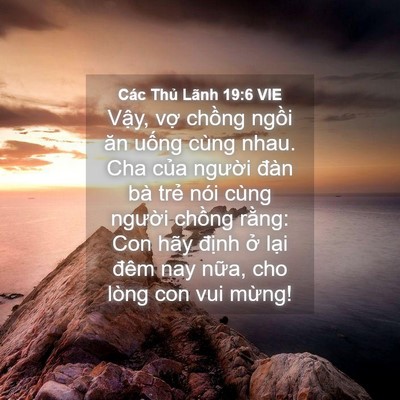 Picture 04 - Các Thủ Lãnh 19:6 VIE - Vậy, vợ chồng ngồi ăn uống cùng nhau. - Bible Verse Picture