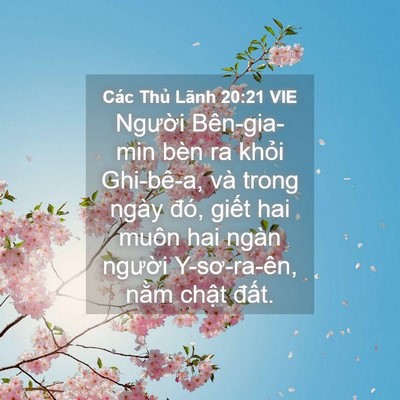 Picture 04 - Các Thủ Lãnh 20:21 VIE - Người Bên-gia-min bèn ra khỏi Ghi-bê-a, - Bible Verse Picture