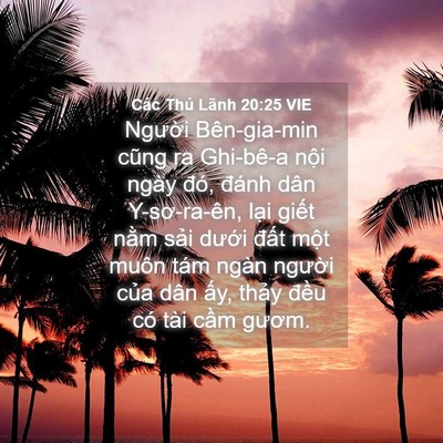 Picture 04 - Các Thủ Lãnh 20:25 VIE - Người Bên-gia-min cũng ra Ghi-bê-a nội - Bible Verse Picture
