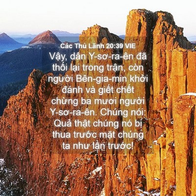Picture 04 - Các Thủ Lãnh 20:39 VIE - Vậy, dân Y-sơ-ra-ên đã thối lại trong - Bible Verse Picture