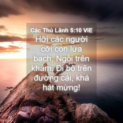 Picture 04 - Các Thủ Lãnh 5:10 VIE - Hỡi các người cỡi con lừa bạch, - Bible Verse Picture