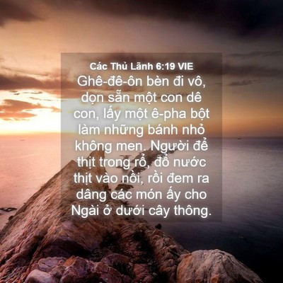 Picture 04 - Các Thủ Lãnh 6:19 VIE - Ghê-đê-ôn bèn đi vô, dọn sẵn một con - Bible Verse Picture