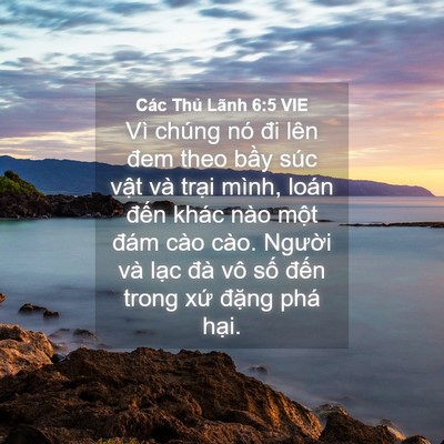Picture 04 - Các Thủ Lãnh 6:5 VIE - Vì chúng nó đi lên đem theo bầy súc - Bible Verse Picture