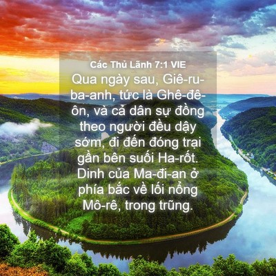 Picture 04 - Các Thủ Lãnh 7:1 VIE - Qua ngày sau, Giê-ru-ba-anh, tức là - Bible Verse Picture