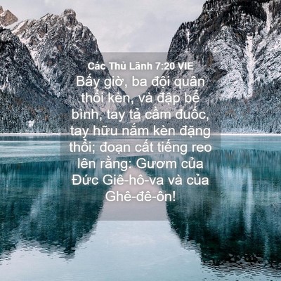 Picture 04 - Các Thủ Lãnh 7:20 VIE - Bấy giờ, ba đội quân thổi kèn, và - Bible Verse Picture