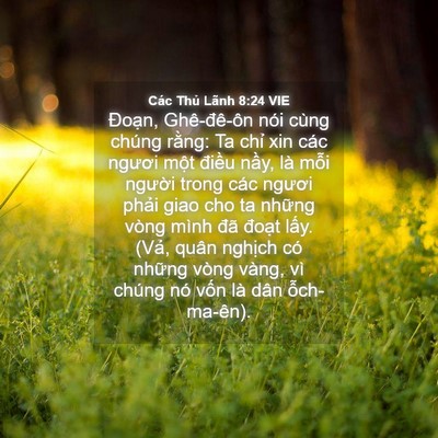 Picture 04 - Các Thủ Lãnh 8:24 VIE - Đoạn, Ghê-đê-ôn nói cùng chúng rằng: - Bible Verse Picture