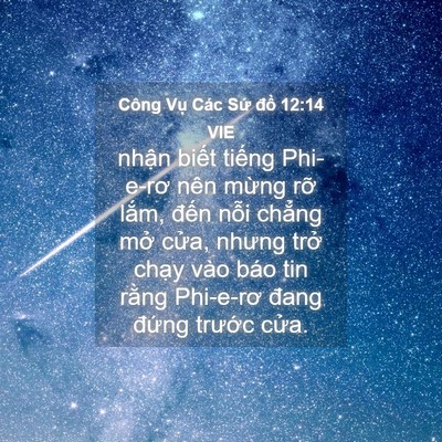 Picture 04 - Công Vụ Các Sứ đồ 12:14 VIE - nhận biết tiếng Phi-e-rơ nên mừng rỡ - Bible Verse Picture