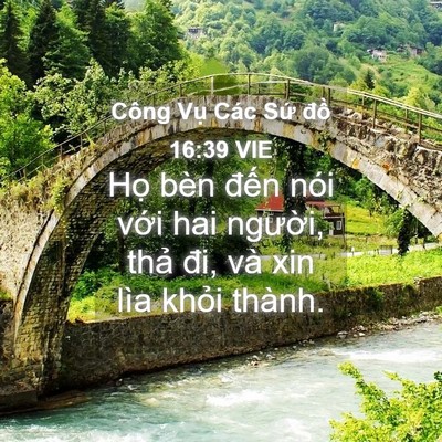 Picture 04 - Công Vụ Các Sứ đồ 16:39 VIE - Họ bèn đến nói với hai người, thả - Bible Verse Picture