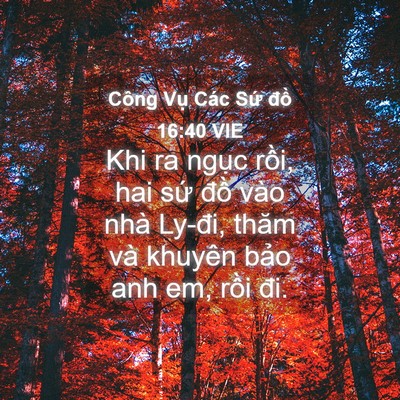 Picture 04 - Công Vụ Các Sứ đồ 16:40 VIE - Khi ra ngục rồi, hai sứ đồ vào nhà - Bible Verse Picture