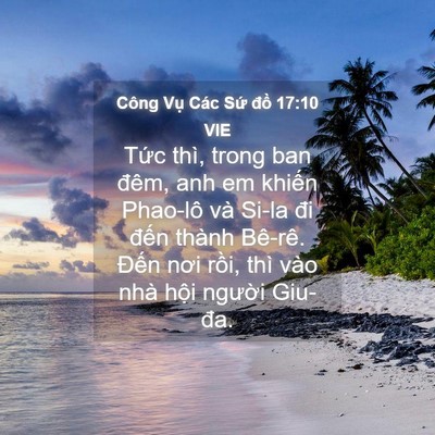Picture 04 - Công Vụ Các Sứ đồ 17:10 VIE - Tức thì, trong ban đêm, anh em khiến - Bible Verse Picture