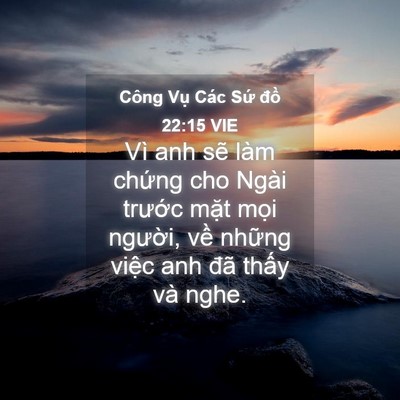 Picture 04 - Công Vụ Các Sứ đồ 22:15 VIE - Vì anh sẽ làm chứng cho Ngài trước - Bible Verse Picture