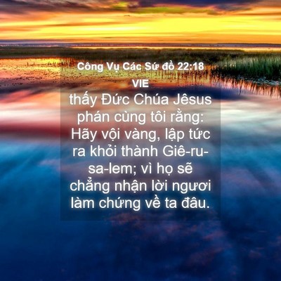 Picture 04 - Công Vụ Các Sứ đồ 22:18 VIE - thấy Đức Chúa Jêsus phán cùng tôi - Bible Verse Picture