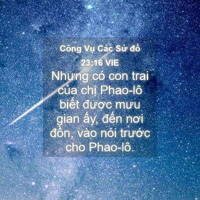 Picture 04 - Công Vụ Các Sứ đồ 23:16 VIE - Nhưng có con trai của chị Phao-lô biết - Bible Verse Picture