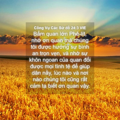 Picture 04 - Công Vụ Các Sứ đồ 24:3 VIE - Bẩm quan lớn Phê-lít, nhờ ơn quan mà - Bible Verse Picture