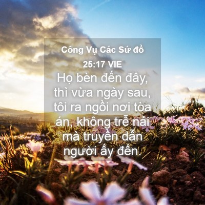 Picture 04 - Công Vụ Các Sứ đồ 25:17 VIE - Họ bèn đến đây, thì vừa ngày sau, - Bible Verse Picture