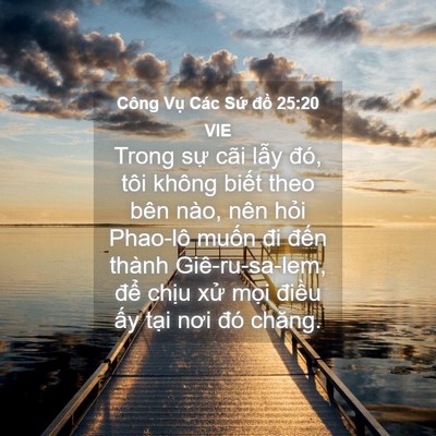 Picture 04 - Công Vụ Các Sứ đồ 25:20 VIE - Trong sự cãi lẫy đó, tôi không biết - Bible Verse Picture