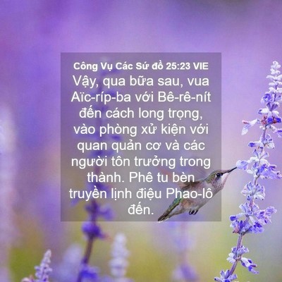 Picture 04 - Công Vụ Các Sứ đồ 25:23 VIE - Vậy, qua bữa sau, vua Aïc-ríp-ba với - Bible Verse Picture
